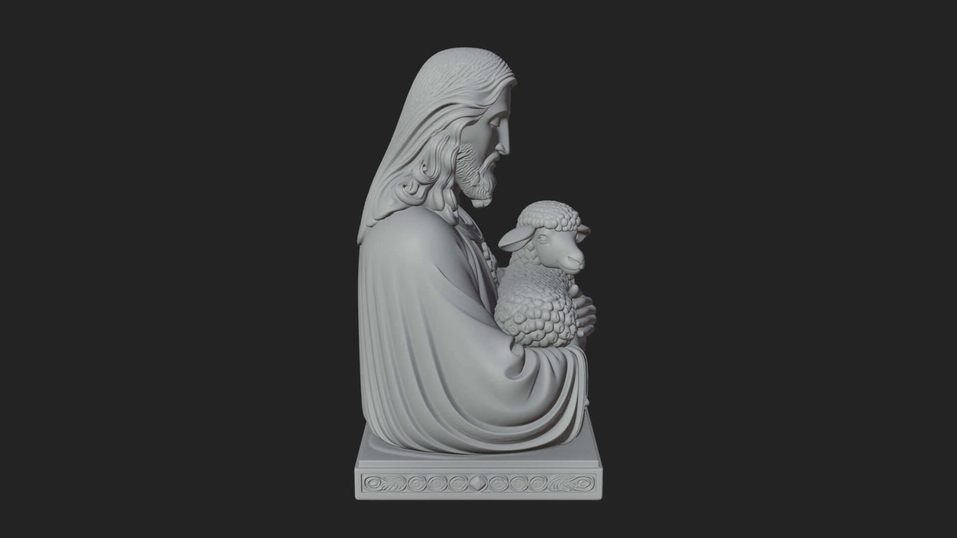 Good Shepherd Lamb Bust Statue Design 4 3D Print Model 3D Model