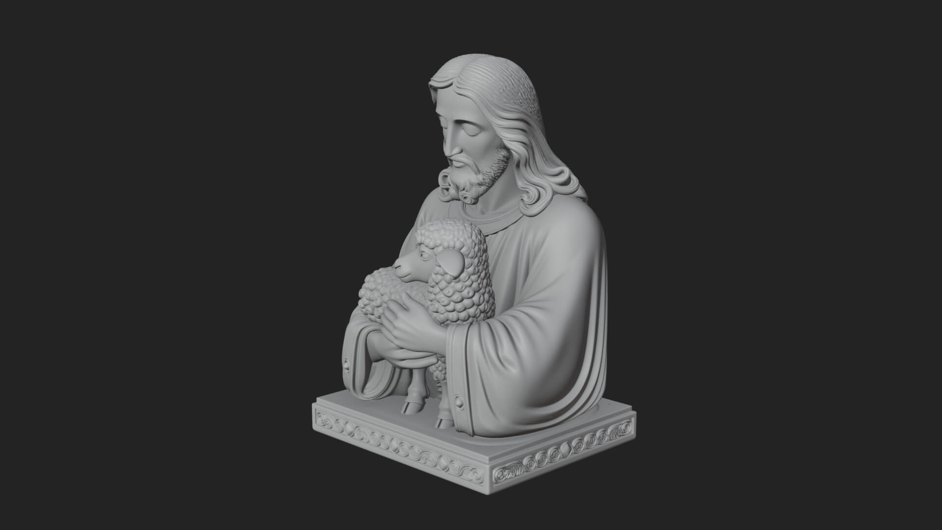Good Shepherd Lamb Bust Statue Design 4 3D Print Model 3D Model