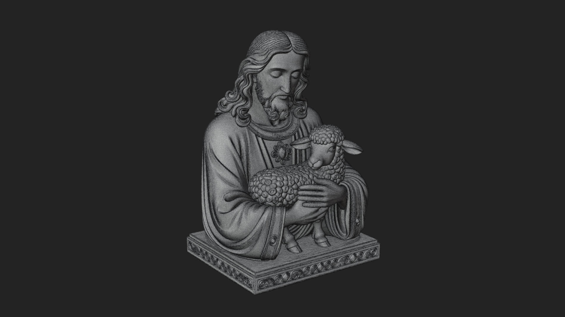 Good Shepherd Lamb Bust Statue Design 4 3D Print Model 3D Model
