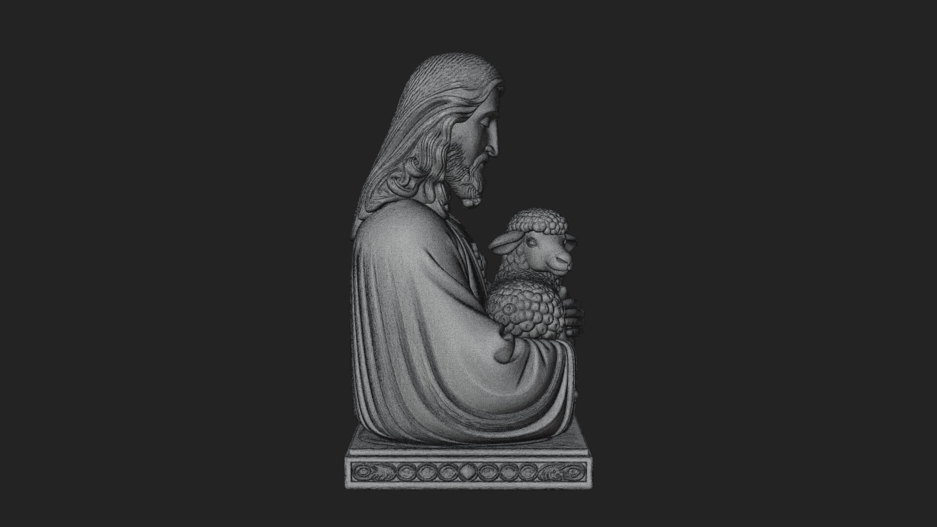 Good Shepherd Lamb Bust Statue Design 4 3D Print Model 3D Model