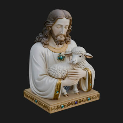 Good Shepherd Lamb Bust Statue Design 4 3D Print Model