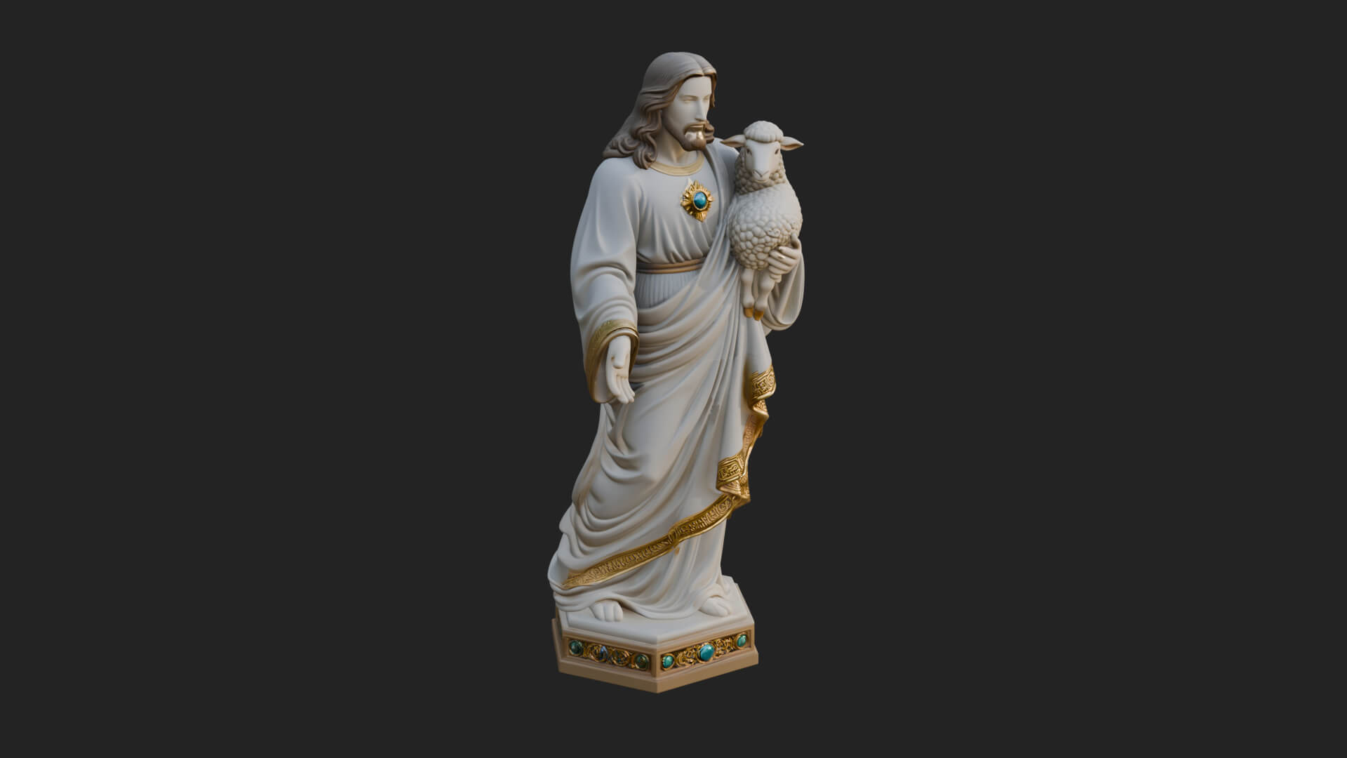Good Shepherd with Lamb Statue Design 1 3D Print Model 3D Model