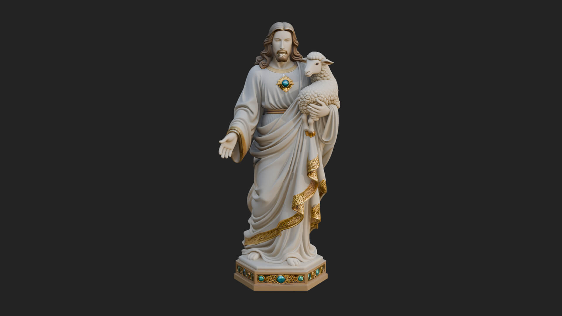 Good Shepherd with Lamb Statue Design 1 3D Print Model 3D Model
