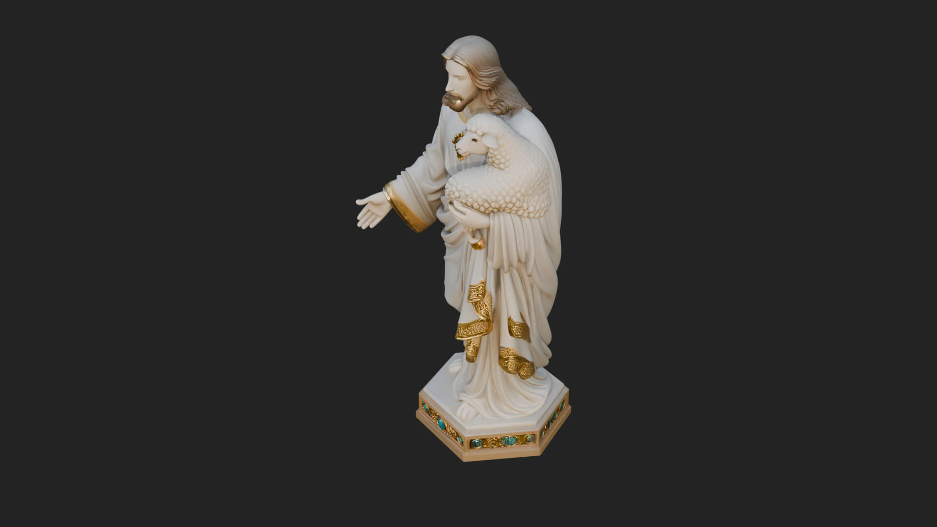Good Shepherd with Lamb Statue Design 1 3D Print Model 3D Model