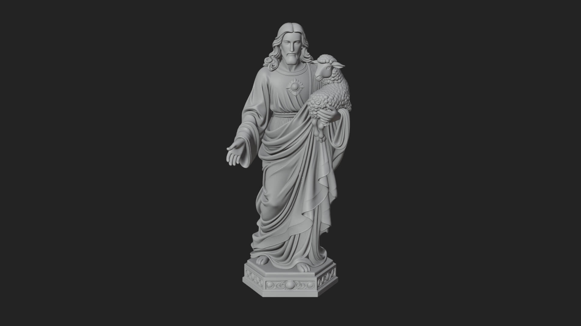 Good Shepherd with Lamb Statue Design 1 3D Print Model 3D Model