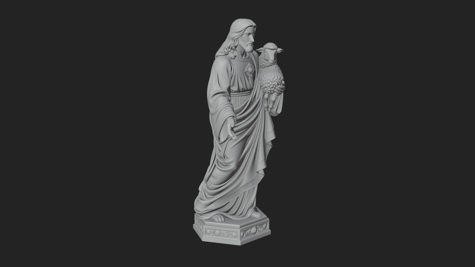 Good Shepherd with Lamb Statue Design 1 3D Print Model 3D Model