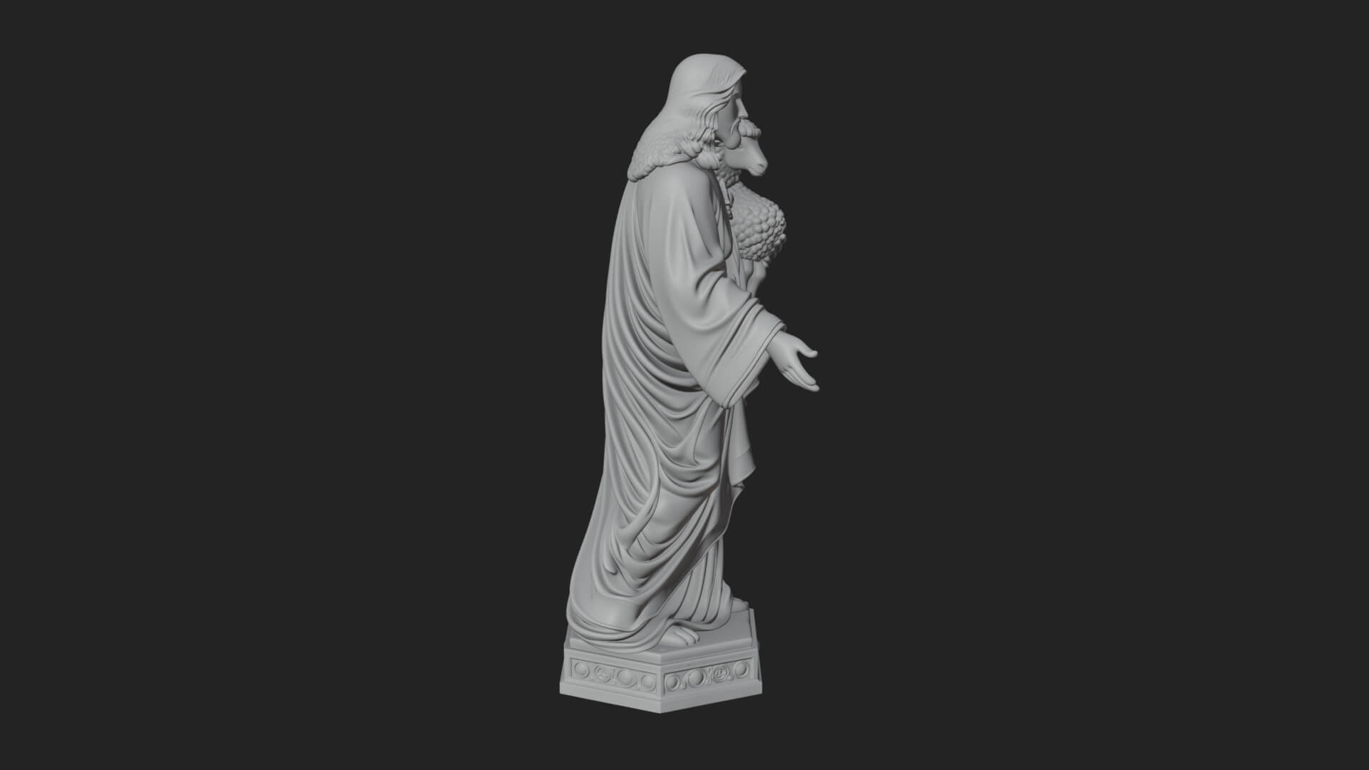 Good Shepherd with Lamb Statue Design 1 3D Print Model 3D Model