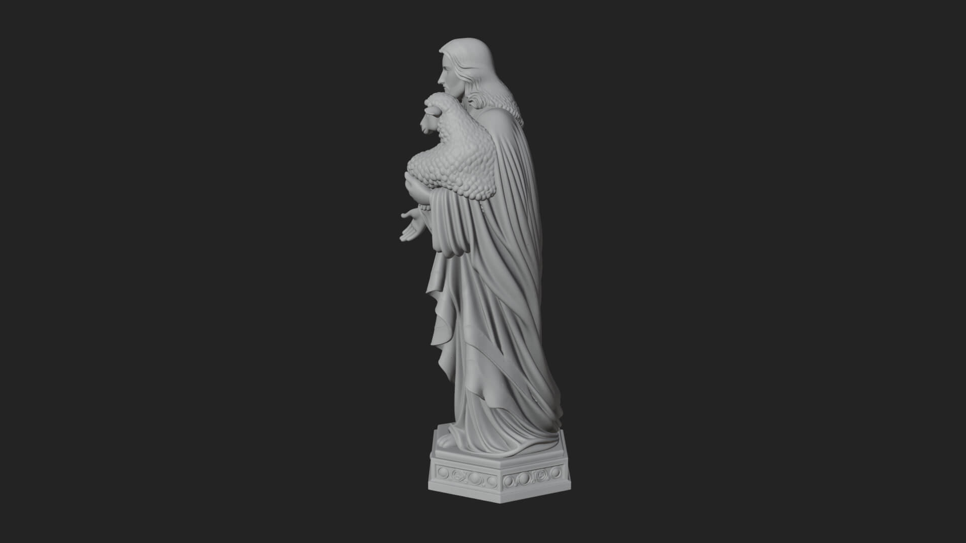 Good Shepherd with Lamb Statue Design 1 3D Print Model 3D Model