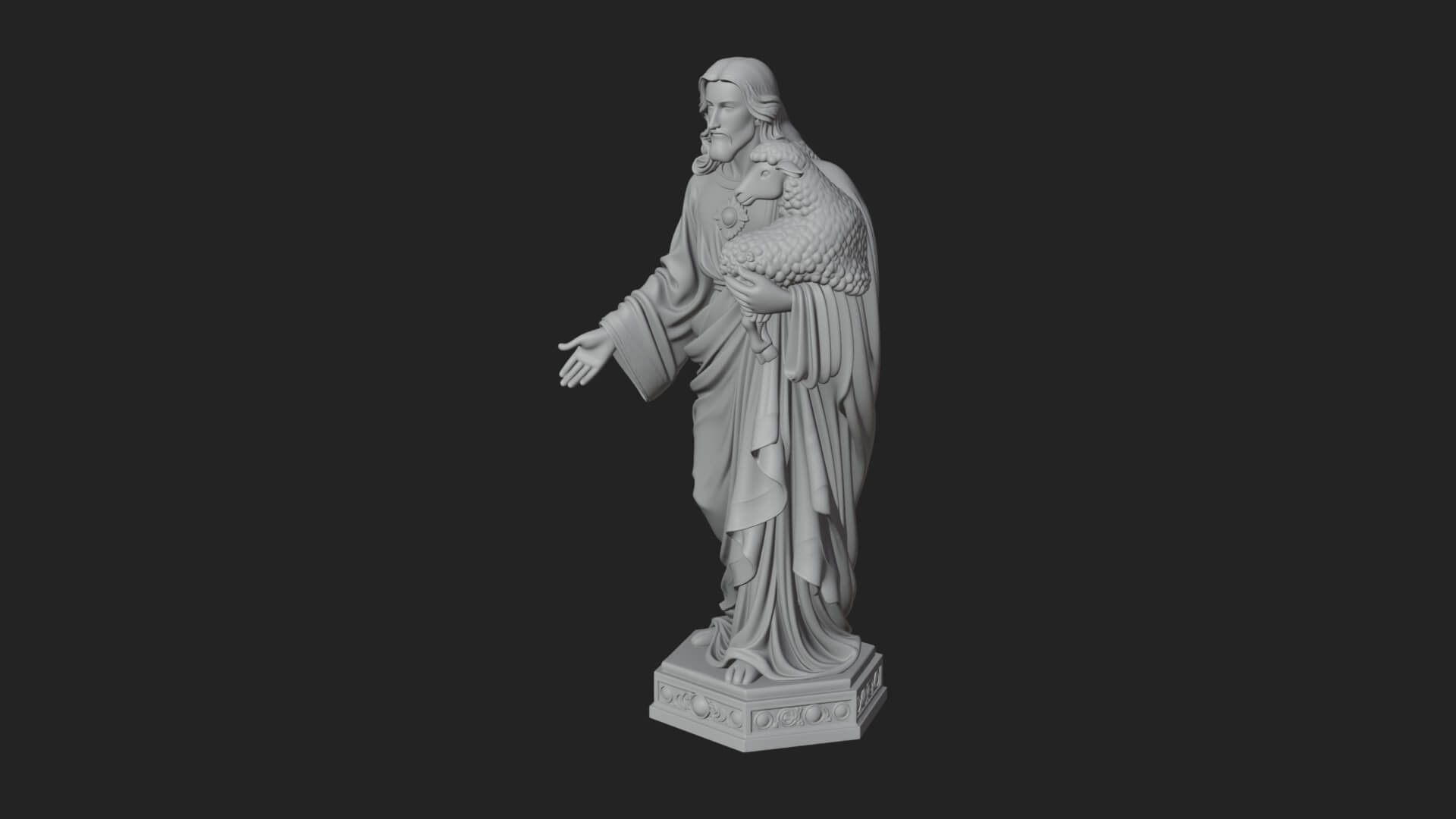 Good Shepherd with Lamb Statue Design 1 3D Print Model 3D Model