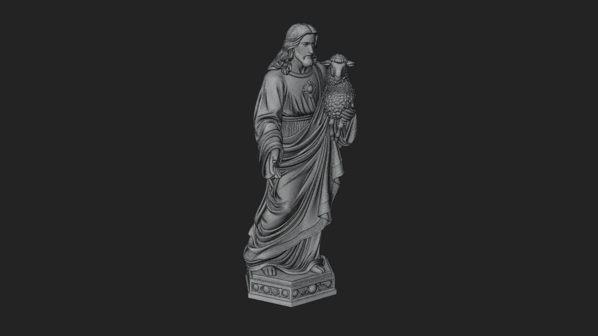 Good Shepherd with Lamb Statue Design 1 3D Print Model 3D Model