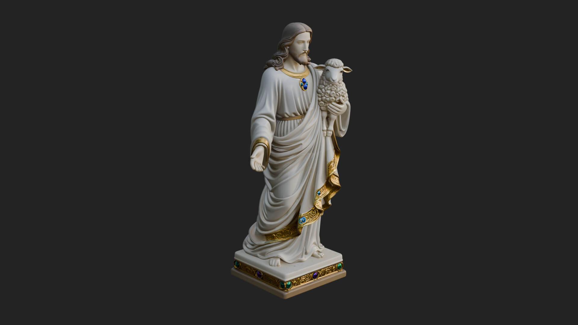 Good Shepherd with Lamb Statue Design 2 3D Print Model 3D Model
