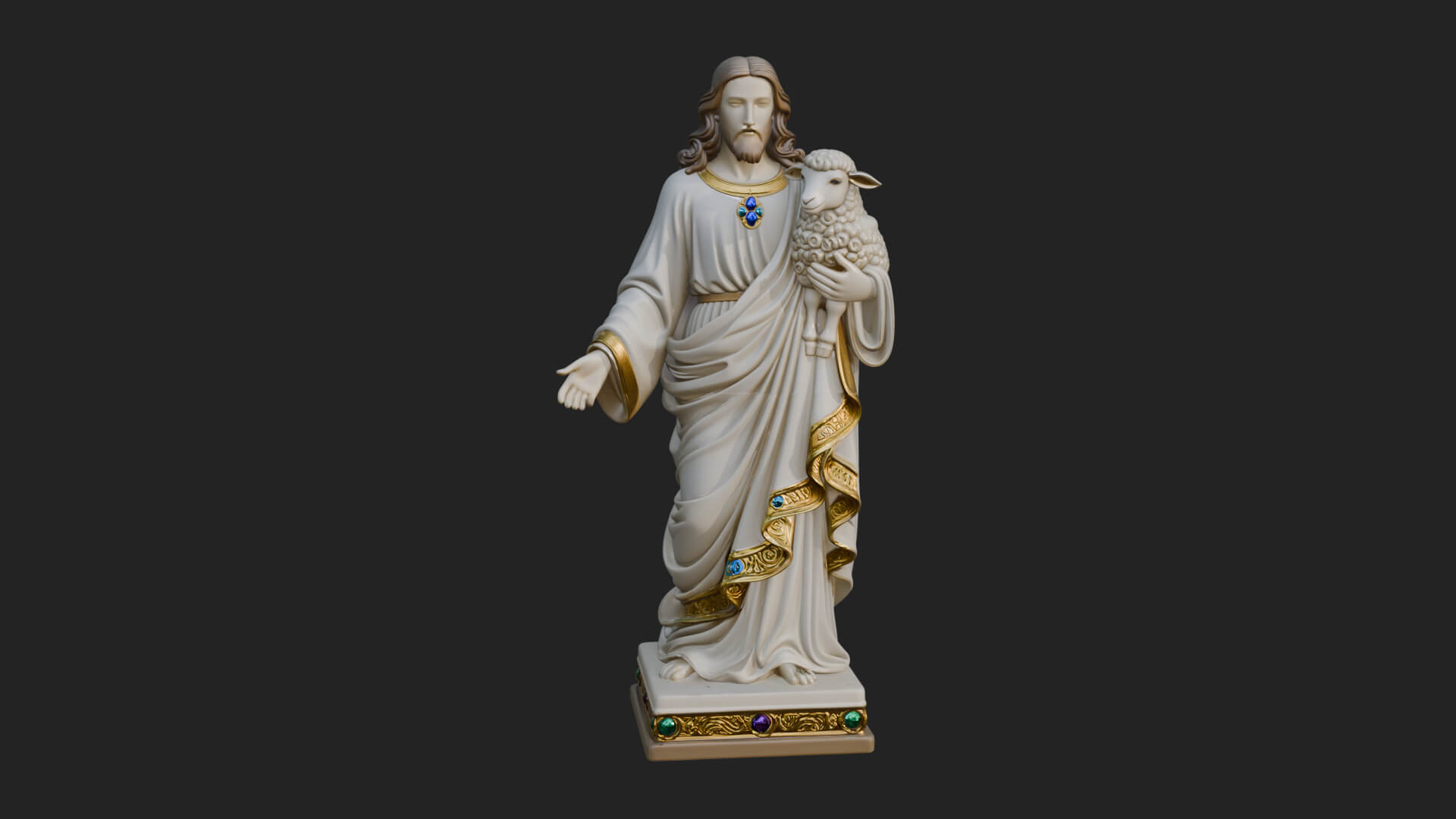 Good Shepherd with Lamb Statue Design 2 3D Print Model 3D Model