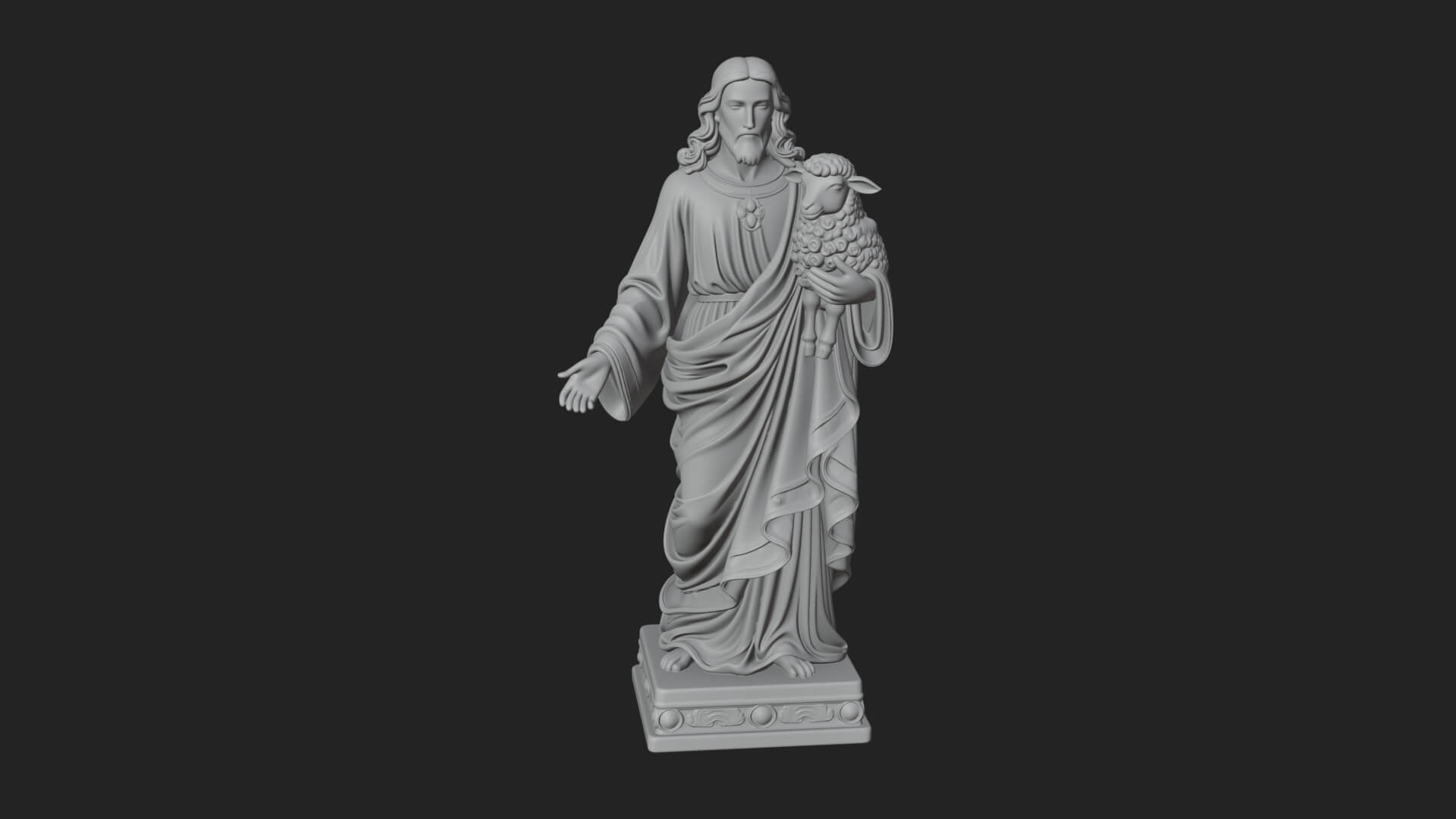 Good Shepherd with Lamb Statue Design 2 3D Print Model 3D Model
