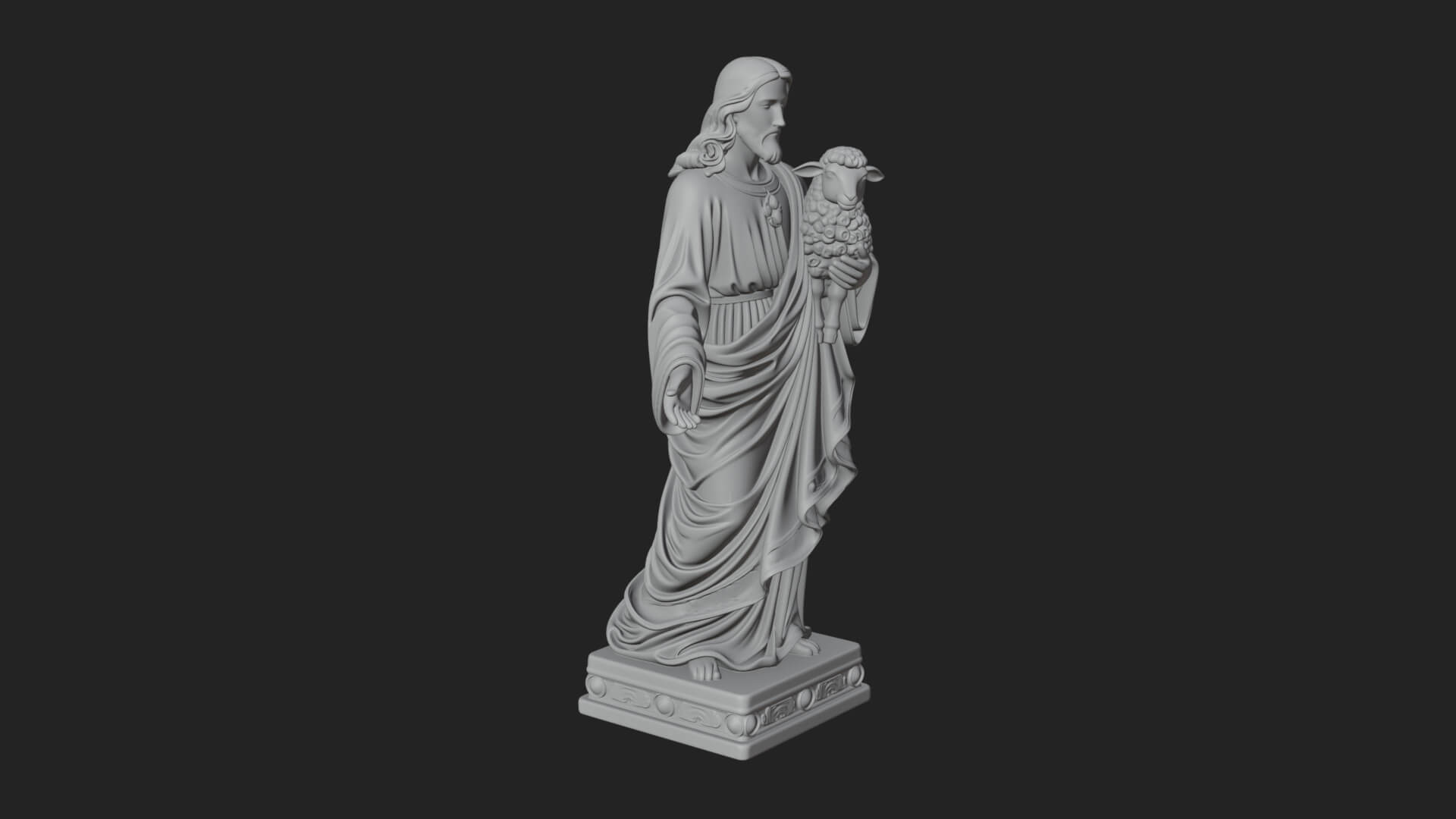 Good Shepherd with Lamb Statue Design 2 3D Print Model 3D Model