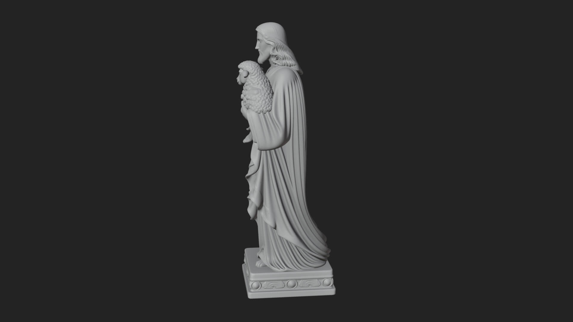 Good Shepherd with Lamb Statue Design 2 3D Print Model 3D Model
