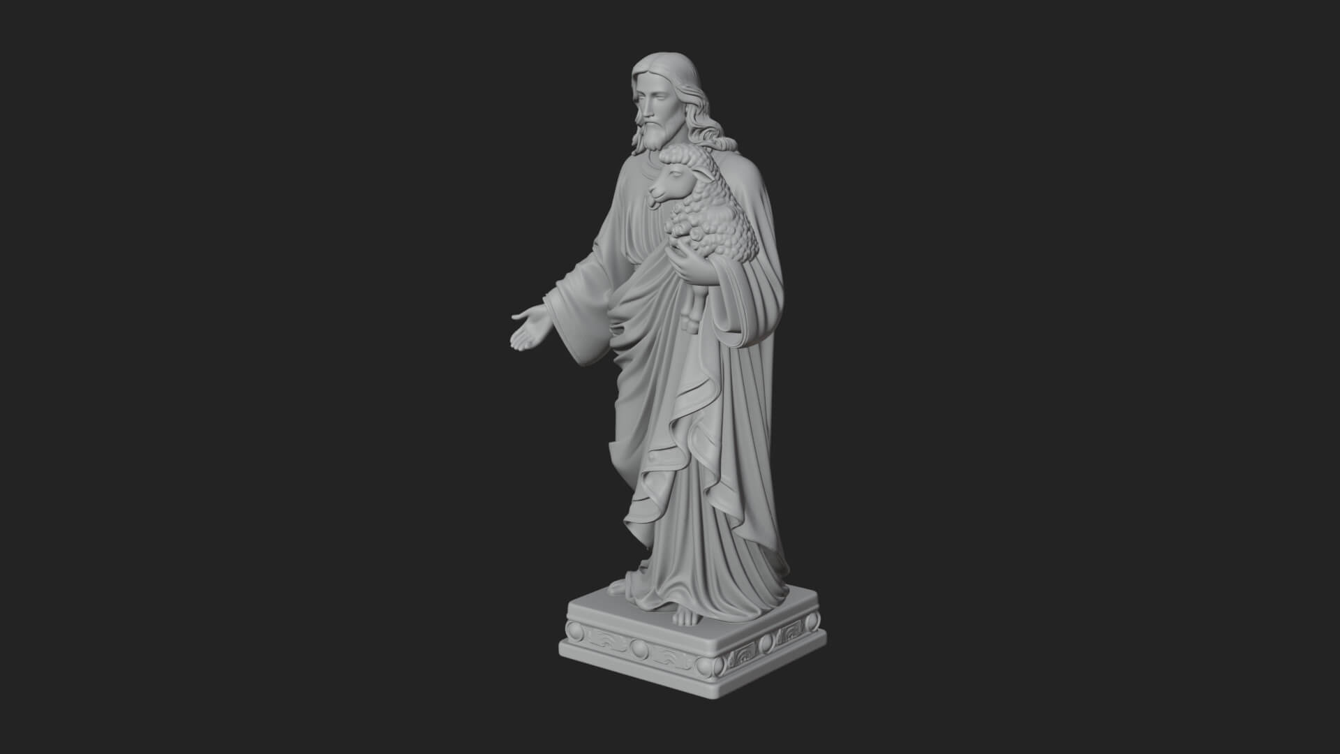 Good Shepherd with Lamb Statue Design 2 3D Print Model 3D Model