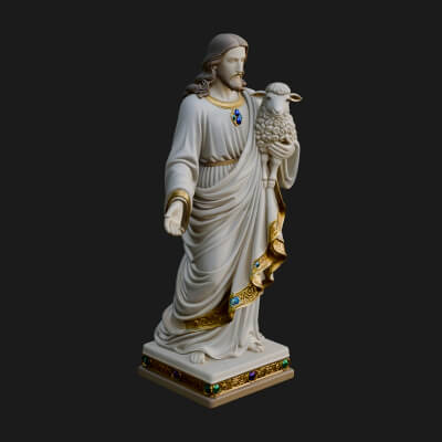 Good Shepherd with Lamb Statue Design 2 3D Print Model
