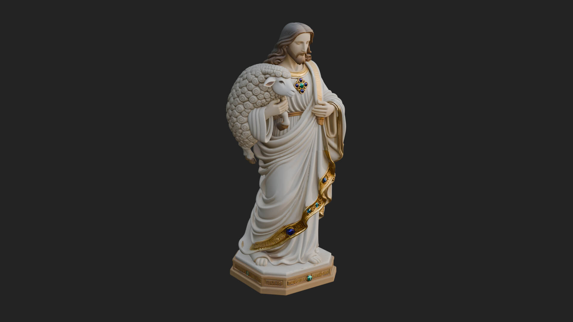 Good Shepherd with Lamb Statue Design 3 3D Print Model 3D Model