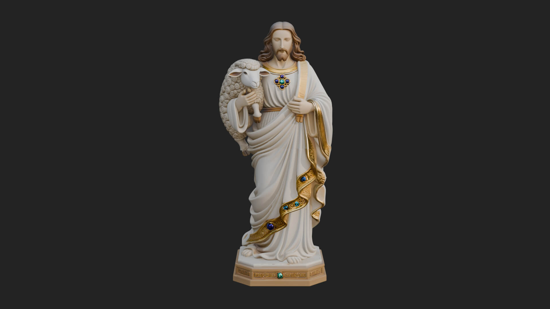 Good Shepherd with Lamb Statue Design 3 3D Print Model 3D Model