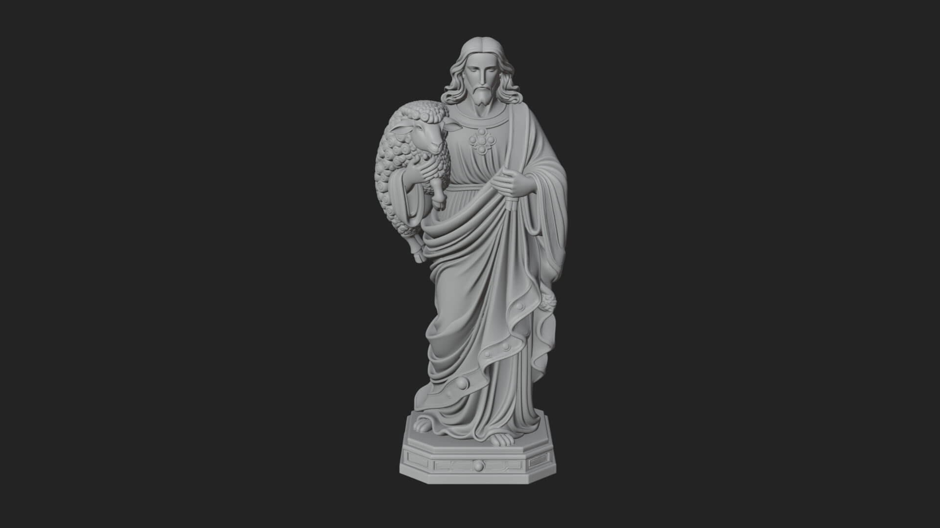 Good Shepherd with Lamb Statue Design 3 3D Print Model 3D Model
