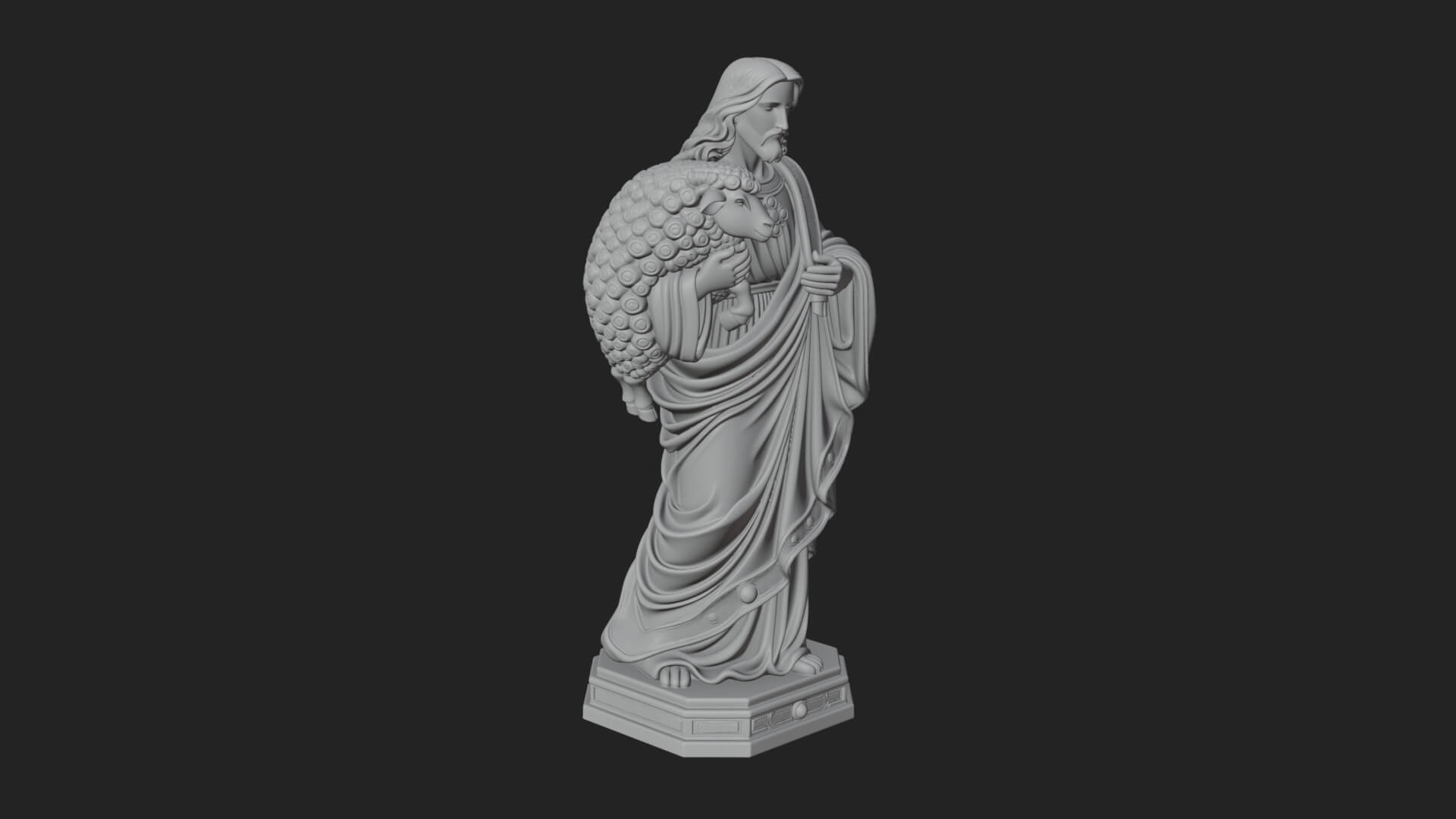 Good Shepherd with Lamb Statue Design 3 3D Print Model 3D Model