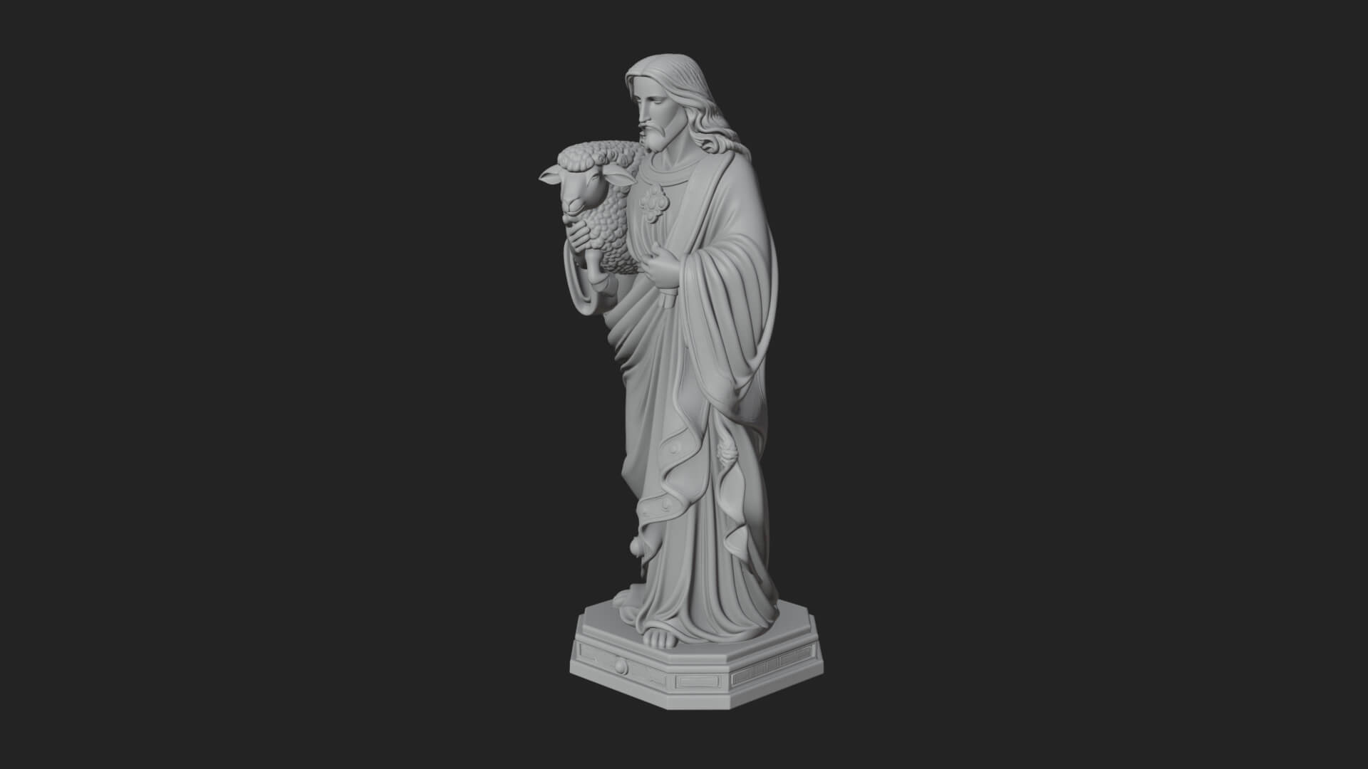 Good Shepherd with Lamb Statue Design 3 3D Print Model 3D Model