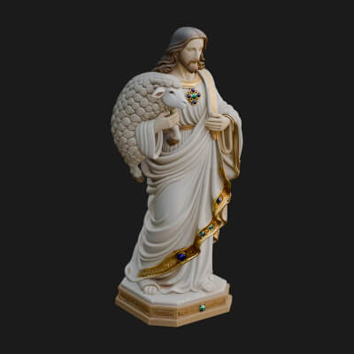 Good Shepherd with Lamb Statue Design 3 3D Print Model