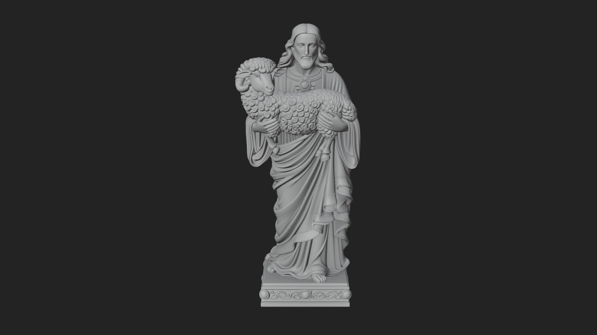 Good Shepherd with Lamb Statue Design 4 3D Print Model 3D Model