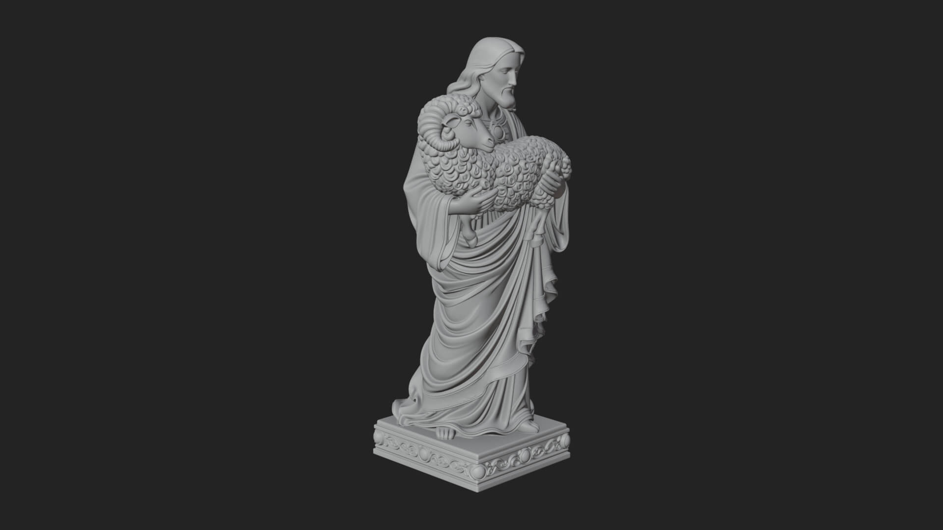 Good Shepherd with Lamb Statue Design 4 3D Print Model 3D Model