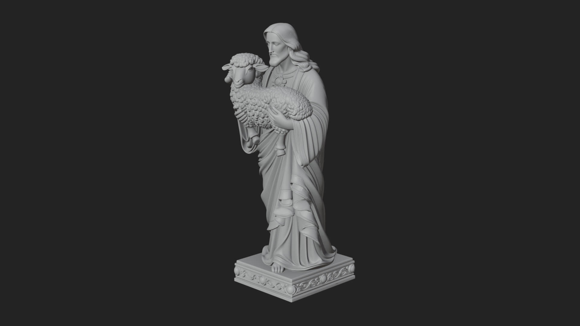 Good Shepherd with Lamb Statue Design 4 3D Print Model 3D Model