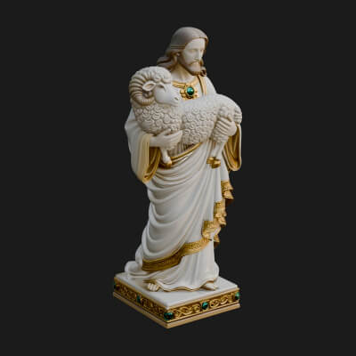 Good Shepherd with Lamb Statue Design 4 3D Print Model