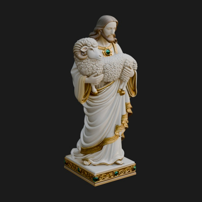 Good Shepherd with Lamb Statue Design 4 3D Print Model
