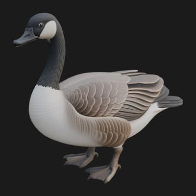 Goose Bird Statue Design 3 3D Print Model