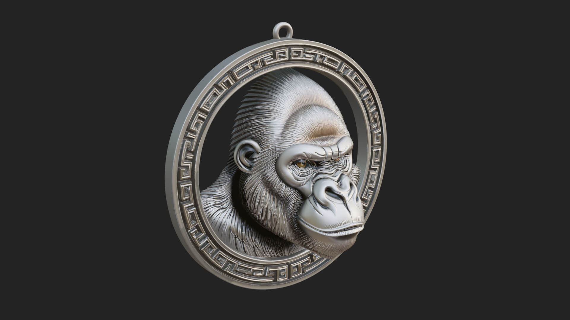 Gorilla Head Oval Relief Plaque Design 1 3D Print Model 3D Model