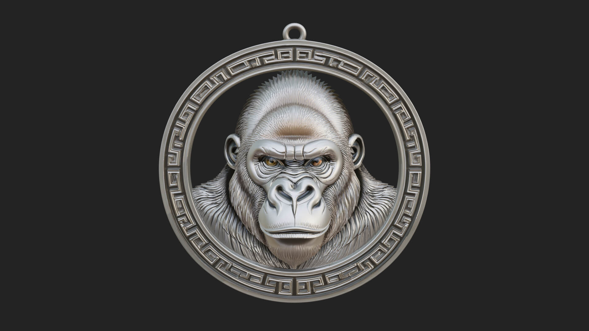 Gorilla Head Oval Relief Plaque Design 1 3D Print Model 3D Model