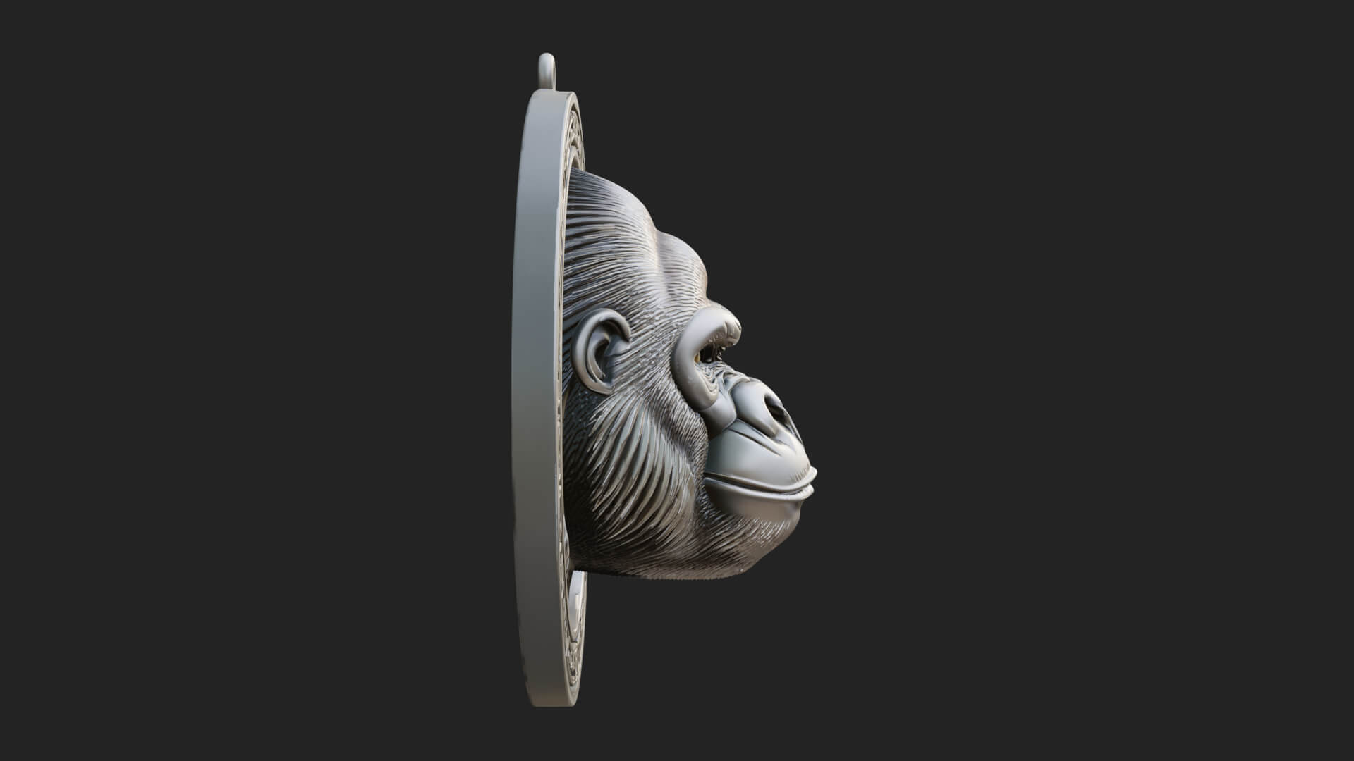Gorilla Head Oval Relief Plaque Design 1 3D Print Model 3D Model