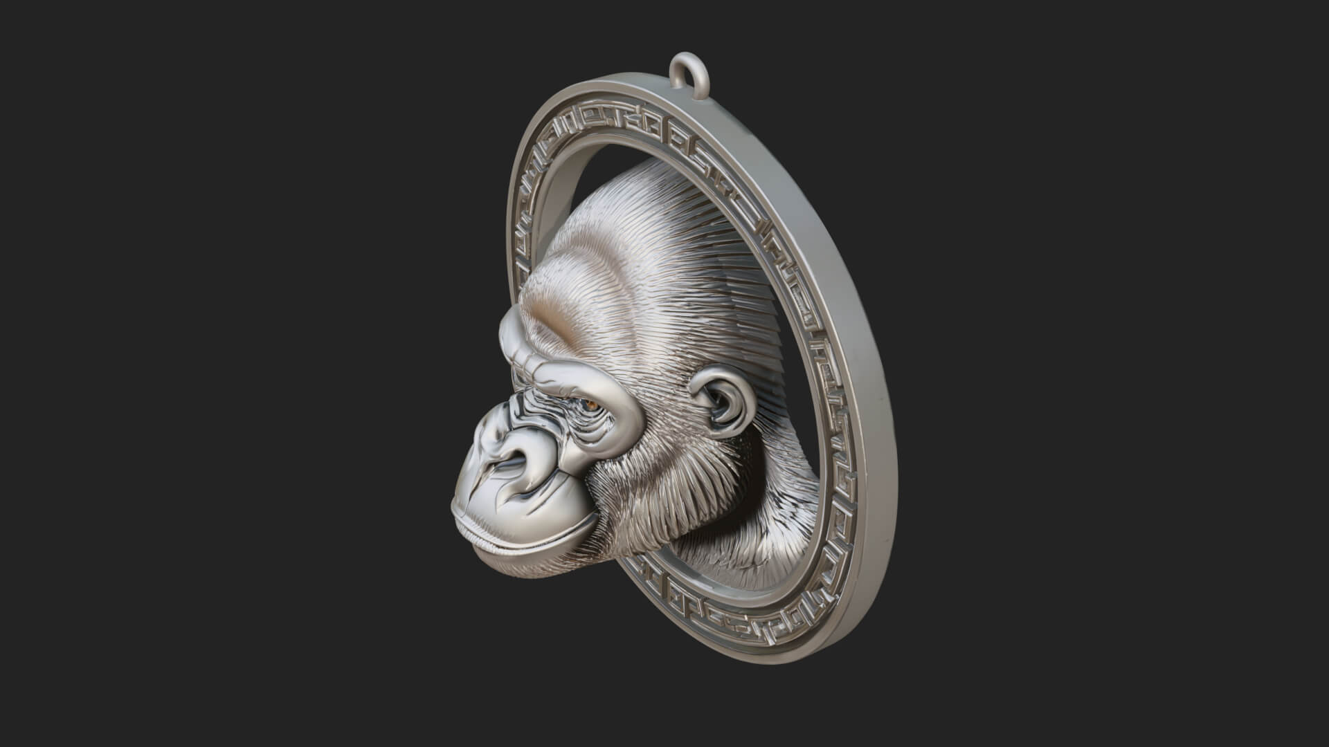 Gorilla Head Oval Relief Plaque Design 1 3D Print Model 3D Model