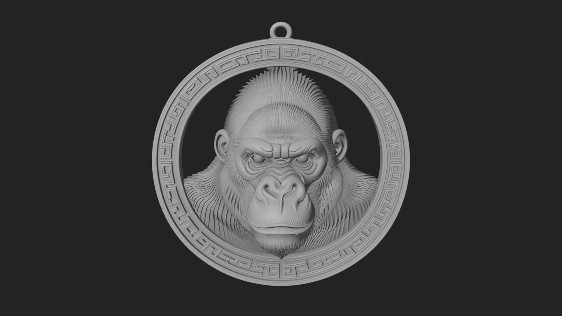 Gorilla Head Oval Relief Plaque Design 1 3D Print Model 3D Model