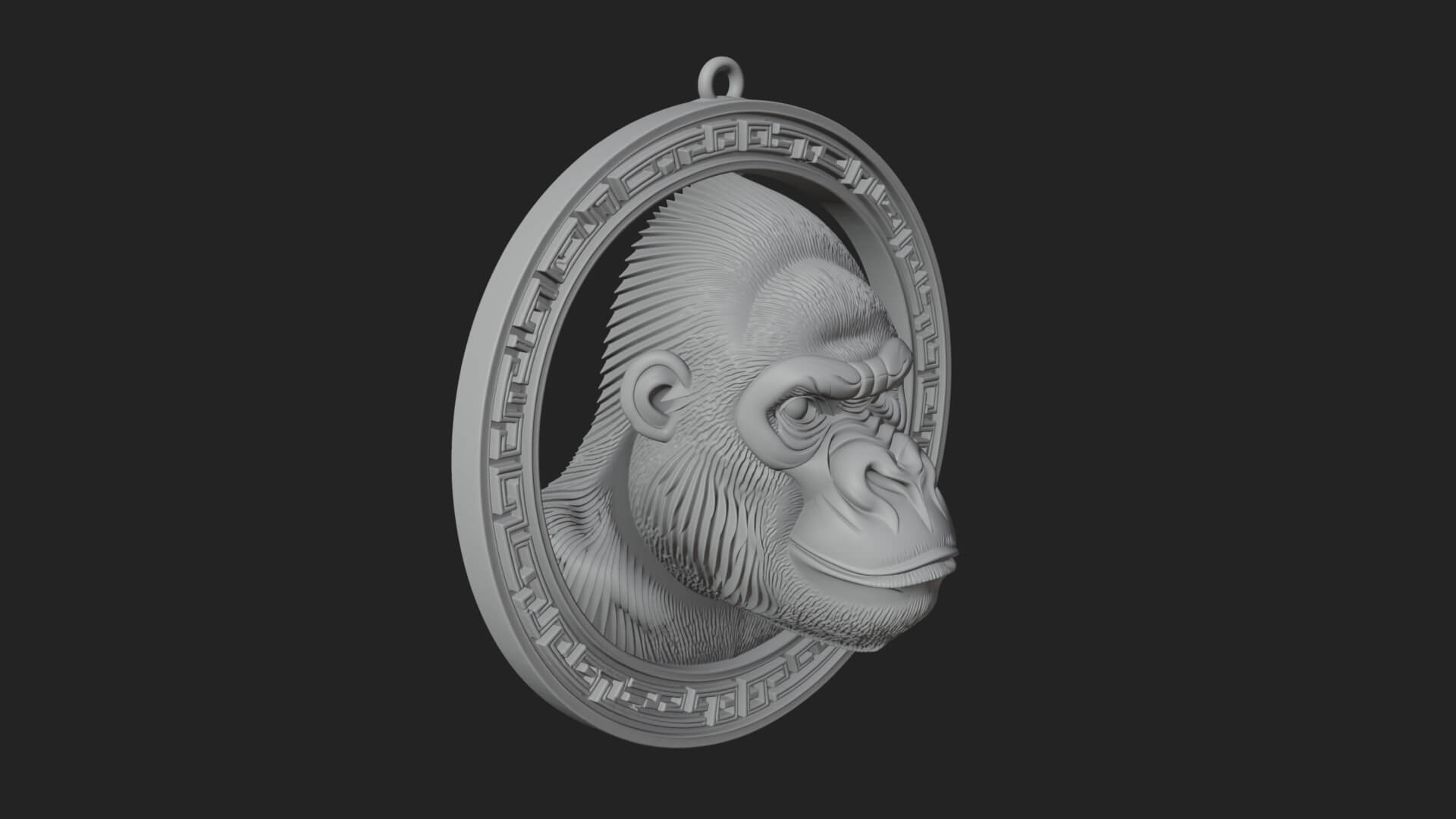 Gorilla Head Oval Relief Plaque Design 1 3D Print Model 3D Model
