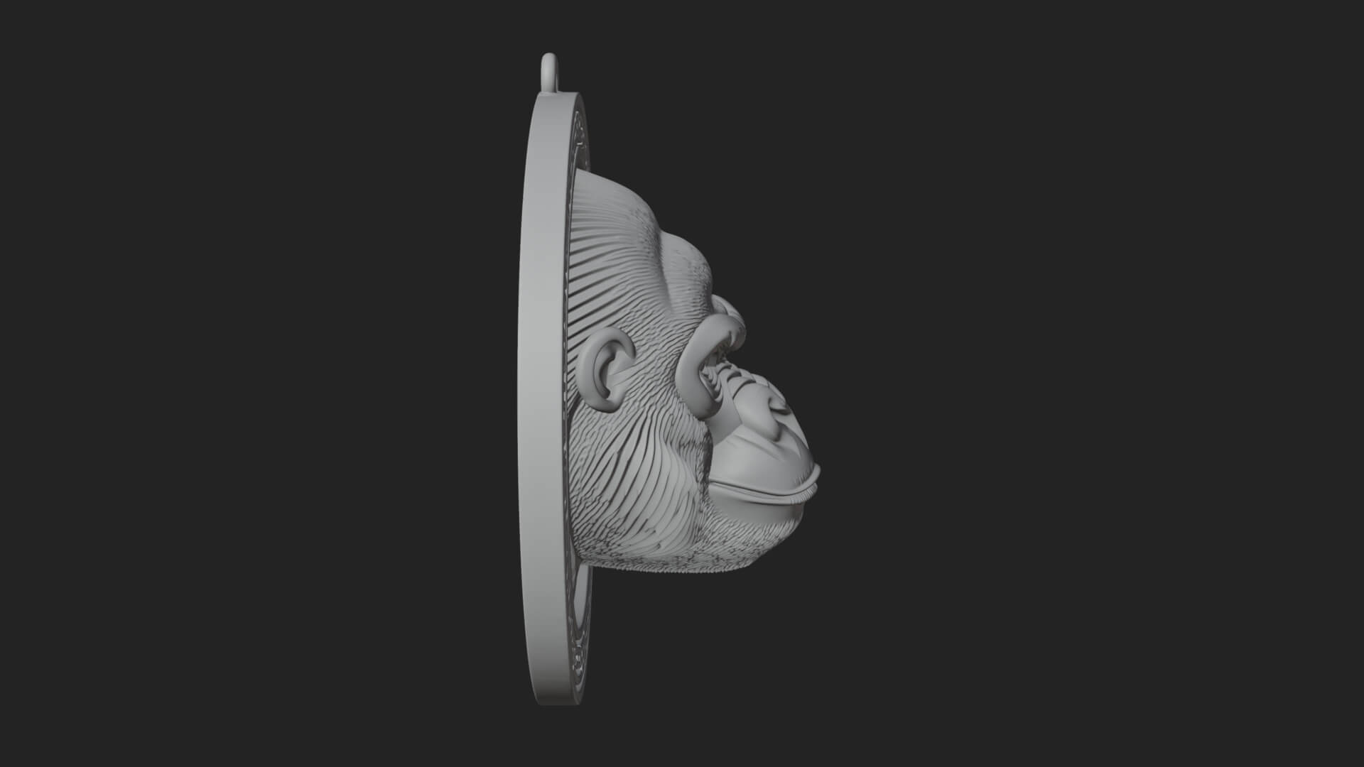 Gorilla Head Oval Relief Plaque Design 1 3D Print Model 3D Model
