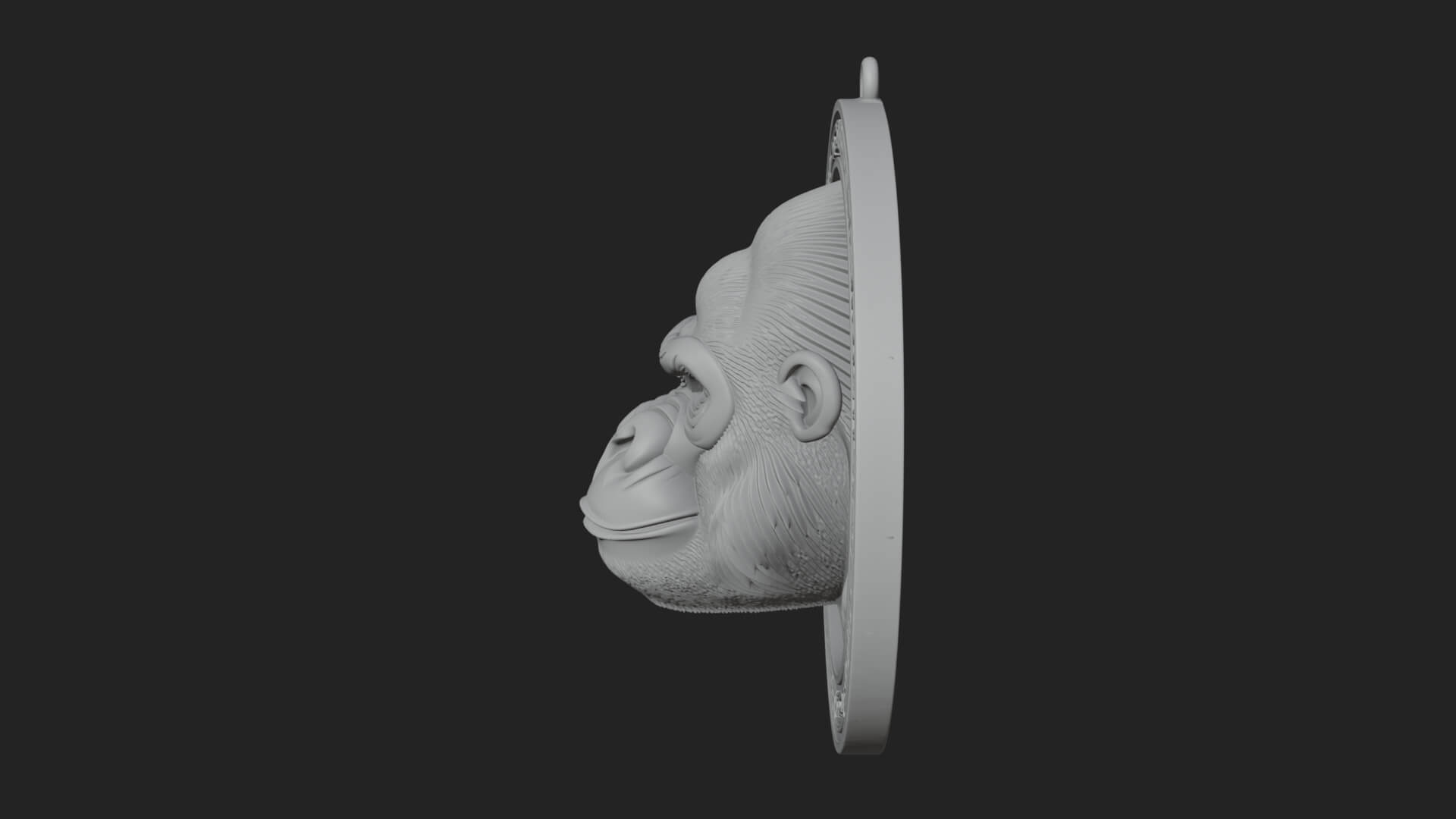 Gorilla Head Oval Relief Plaque Design 1 3D Print Model 3D Model