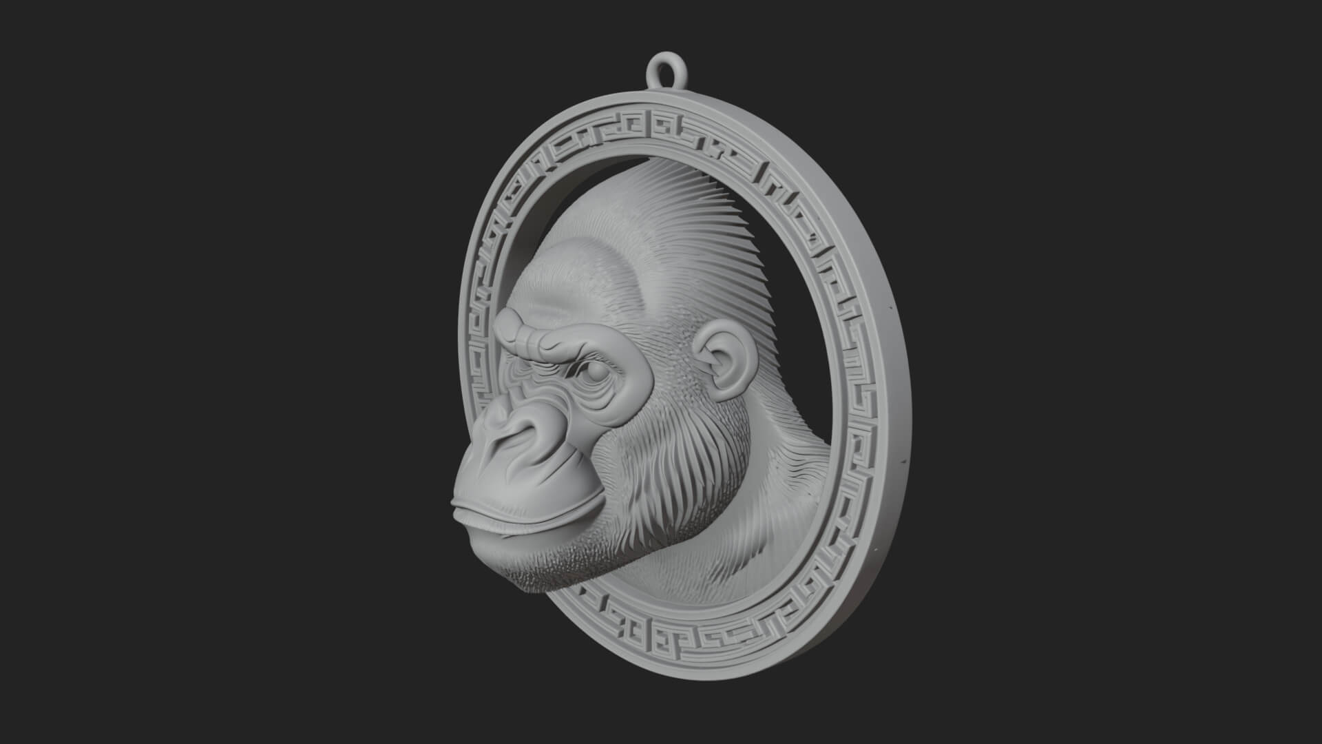 Gorilla Head Oval Relief Plaque Design 1 3D Print Model 3D Model