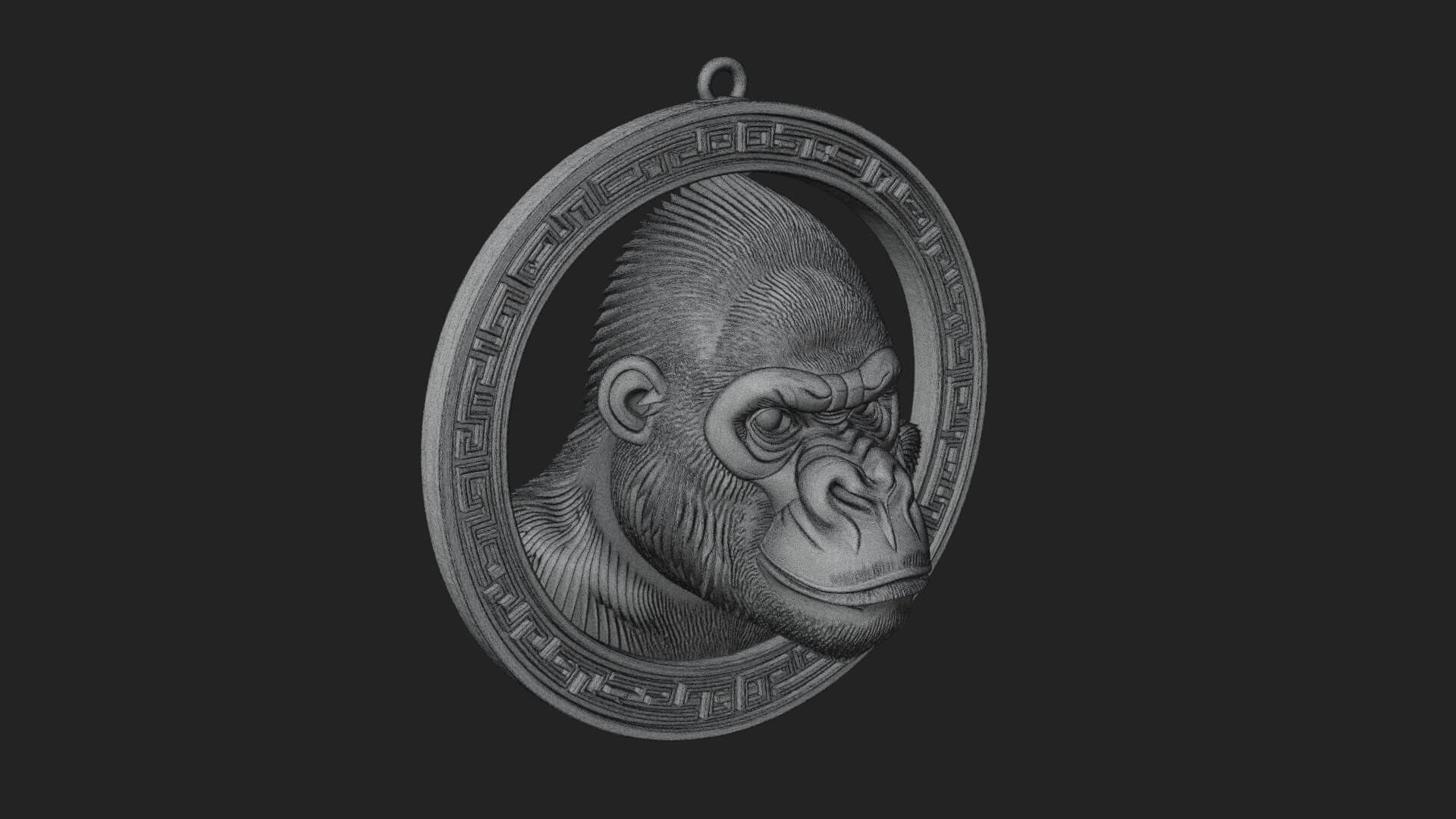 Gorilla Head Oval Relief Plaque Design 1 3D Print Model 3D Model
