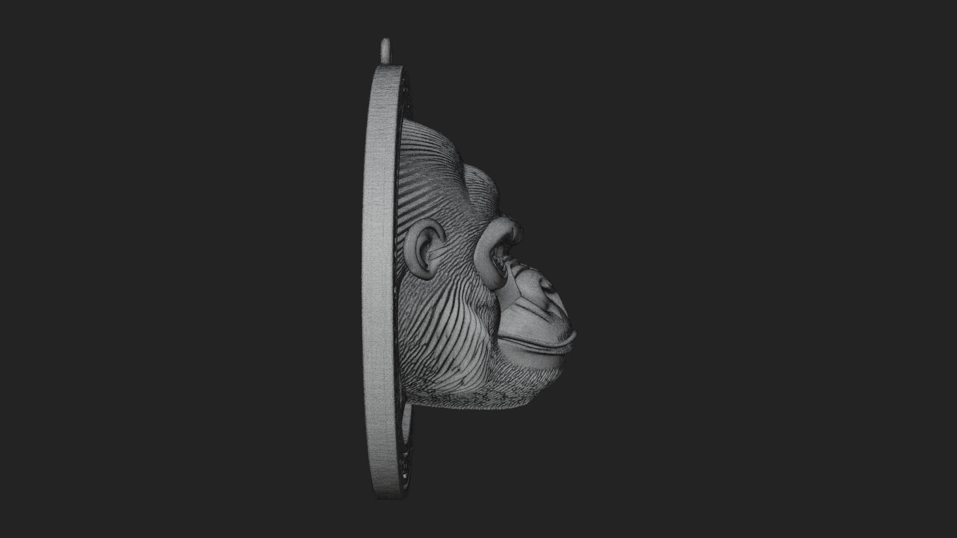 Gorilla Head Oval Relief Plaque Design 1 3D Print Model 3D Model