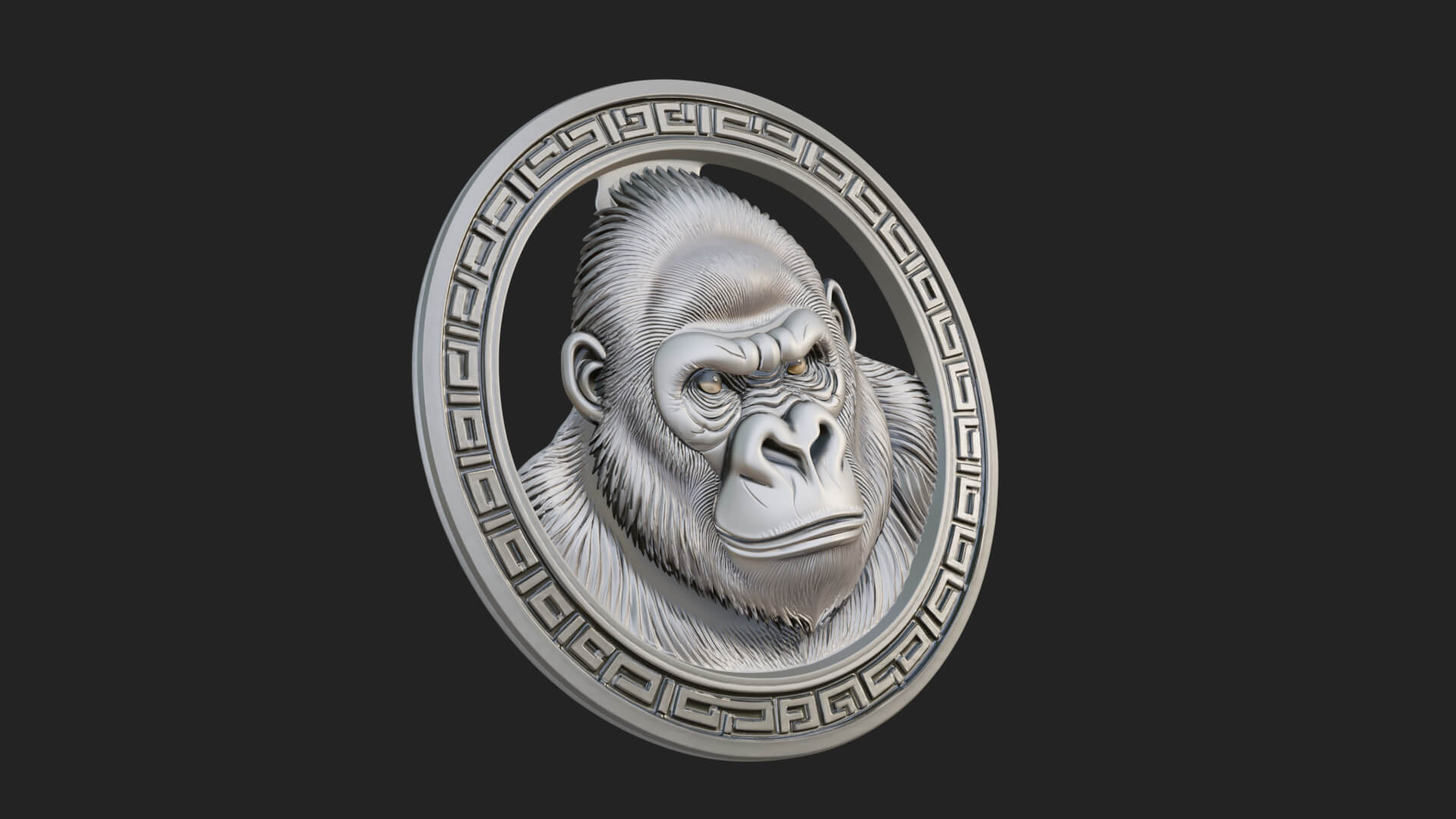 Gorilla Head Oval Relief Plaque Design 2 3D Print Model 3D Model