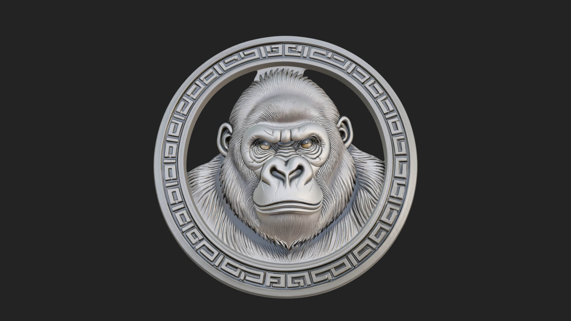 Gorilla Head Oval Relief Plaque Design 2 3D Print Model 3D Model