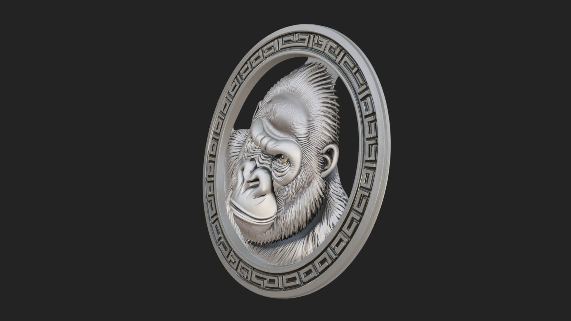 Gorilla Head Oval Relief Plaque Design 2 3D Print Model 3D Model