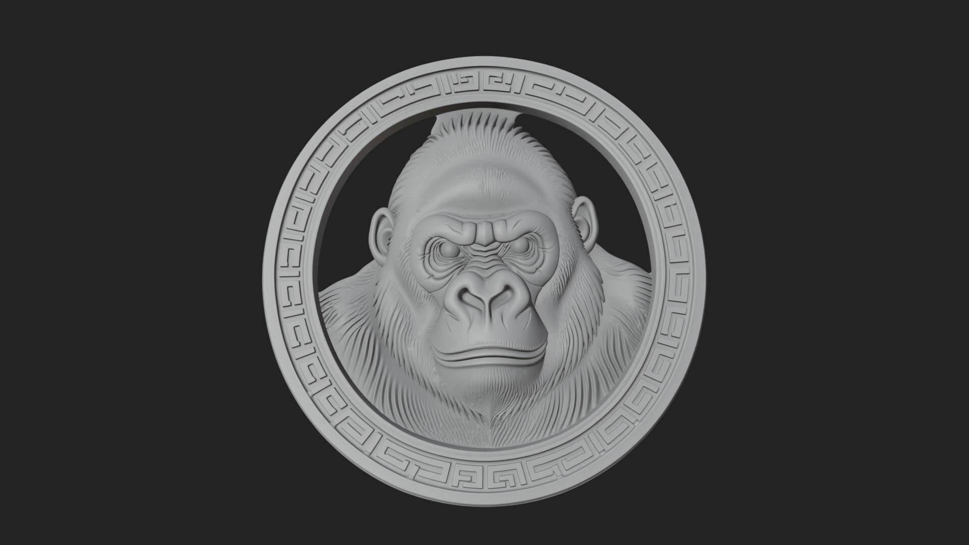 Gorilla Head Oval Relief Plaque Design 2 3D Print Model 3D Model