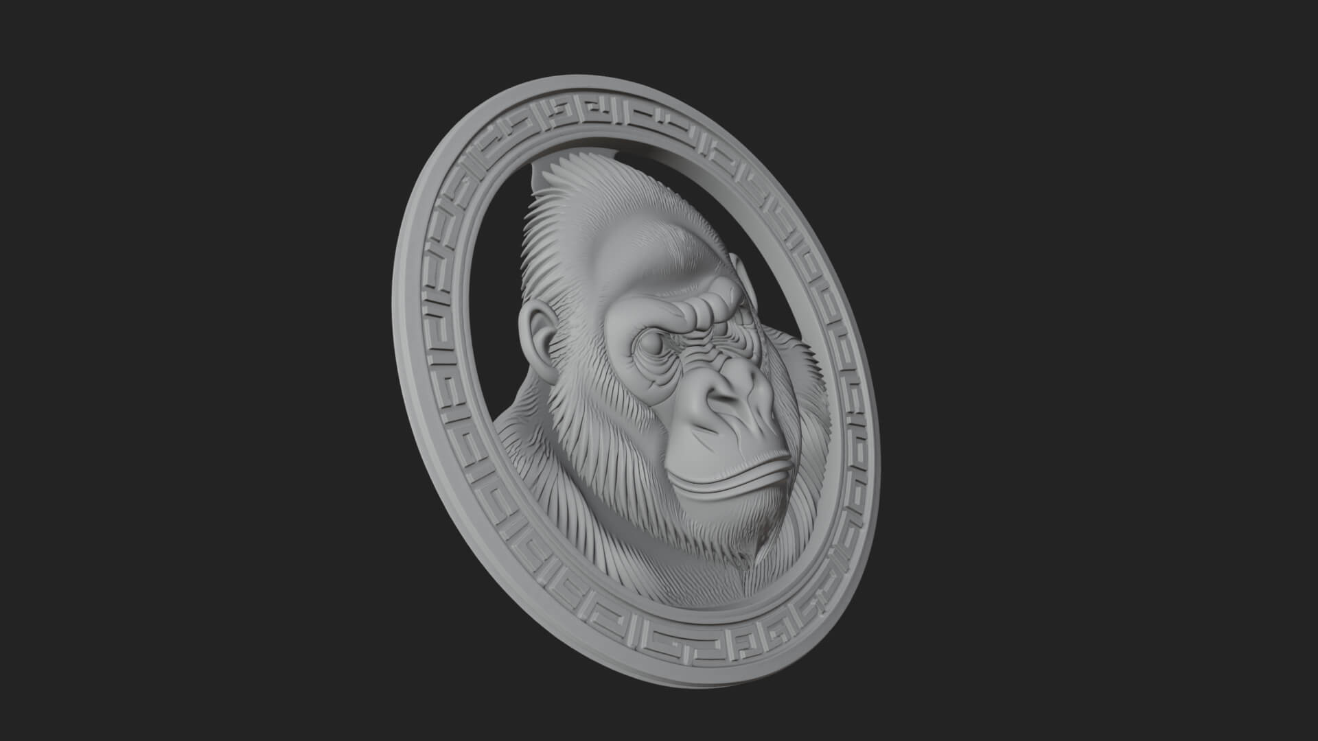 Gorilla Head Oval Relief Plaque Design 2 3D Print Model 3D Model