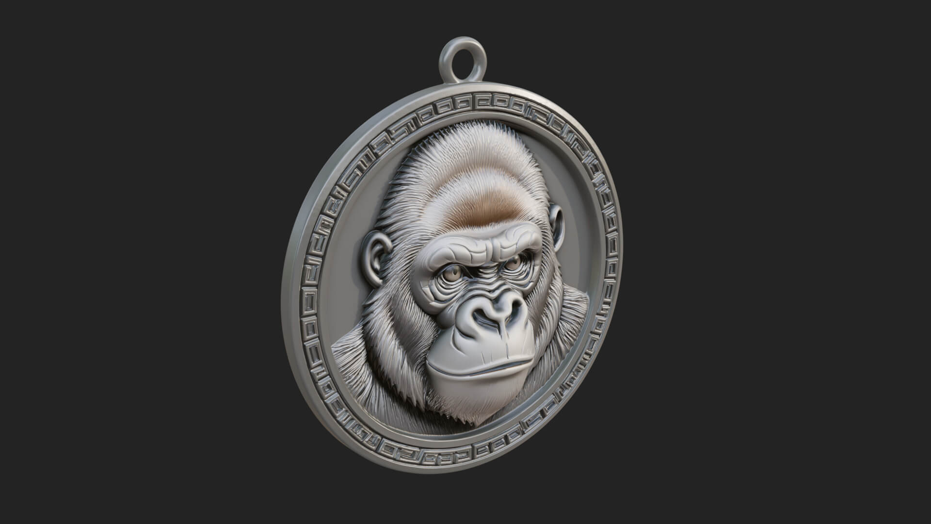 Gorilla Head Oval Relief Plaque Design 3 3D Print Model 3D Model